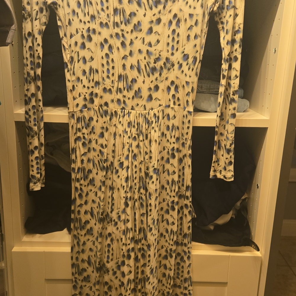 Fendi Blue and Cream Long Sleeve Dress